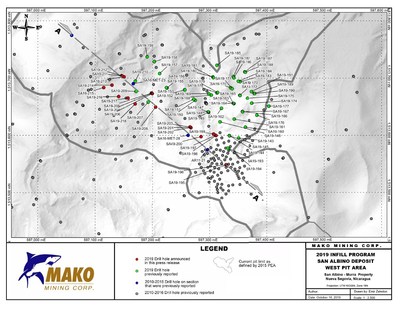 2019 Infill Program - West Pit Area (CNW Group/Mako Mining Corp.)