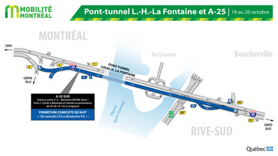 Fermeture tunnel Louis-H.-La Fontaine, samedi 19 octobre (Groupe CNW/Ministère des Transports)