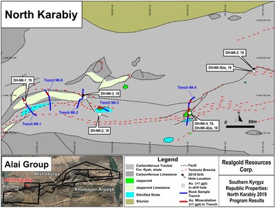North Karabiy ? 2019 DDH with Trenches (CNW Group/Rockwealth Resources Corp.)