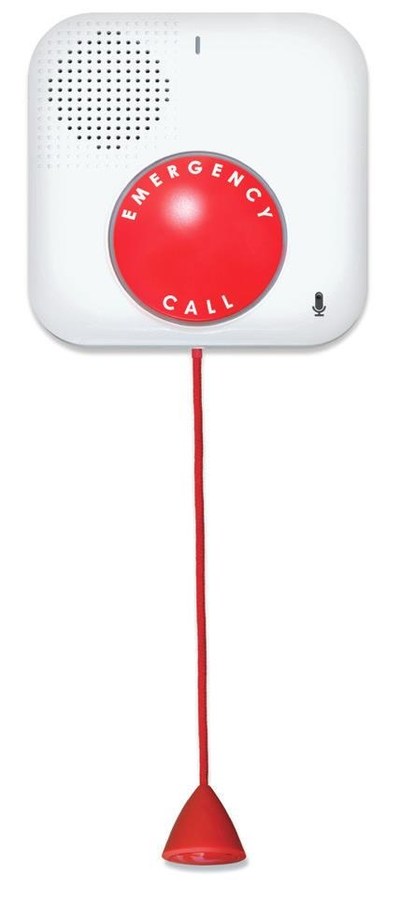 Voice-activated waterproof buttons connect the user to help through a simple vocal command -- and can be used in places with slippery surfaces, like the bathroom or pool deck areas.