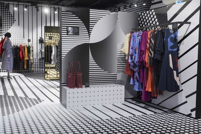 The interior of the BFC pop-up, designed by Diane Bresson, graphic designer graduate from Central Saint Martins, London (PRNewsfoto/The Bicester Village Shopping C)