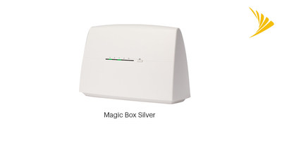 The Sprint Magic Box Silver offers a plug-and-play, installation-free feature that automatically connects to the Sprint network – improving data coverage and download and upload speeds indoors. (PRNewsfoto/Sprint)