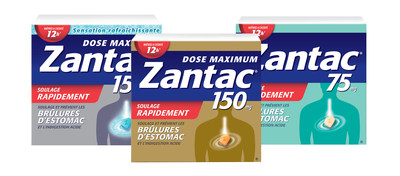 Zantac 75 mg, 150 mg dose maximum, et 150 mg dose maximum sensation rafrachissante (Groupe CNW/Sant Canada)