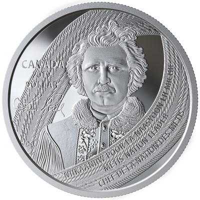 La pice de collection en argent de la Monnaie royale canadienne commmorant Louis Riel (CNW Group/Royal Canadian Mint)