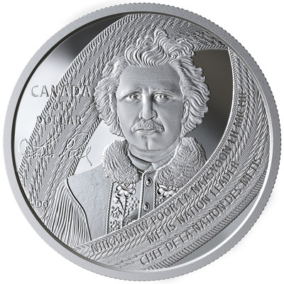 La moneda de colección de plata de Royal Canadian Mint en conmemoración de Louis Riel (CNW Group/Royal Canadian Mint)