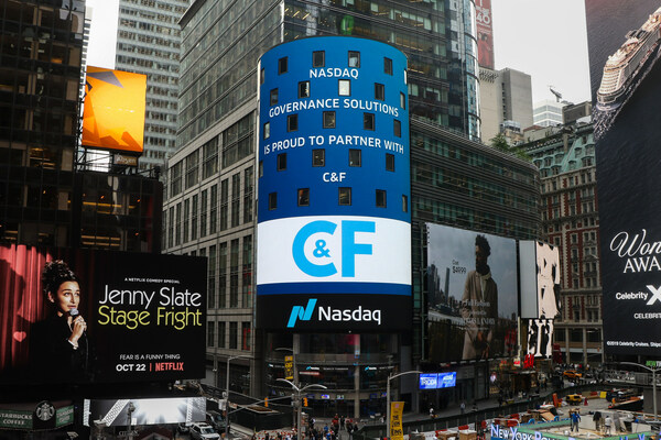 New York, Times Square: Nasdaq welcomes C&F among partners on the Market Site