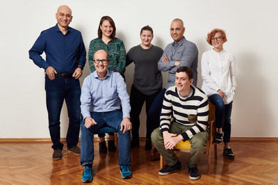 The Codility Executive Team. From left to right, back row: Yishai Cohen, Rachel Whitehead, Natalia Panowicz, Roy Solomon, Patrycja Szostakowska. Front row: Jeroen Domensino, John Bailey.