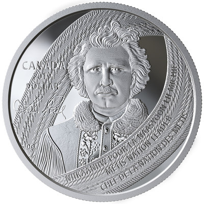 A moeda de prata para colecionadores da Royal Canadian Mint homenageando Louis Riel (CNW Group/Royal Canadian Mint)