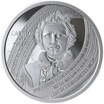 La moneda de colección de plata de Royal Canadian Mint en conmemoración de Louis Riel (CNW Group/Royal Canadian Mint)
