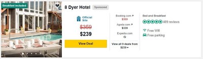Example of a TripAdvisor sponsored placement driving direct bookings