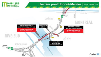 Fermeture pont Honoré-Mercier, fin de semaine du 25 octobre (Groupe CNW/Ministère des Transports)