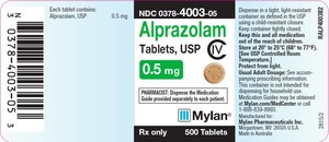 Mylan Pharmaceuticals Initiates Voluntary Nationwide Recall of One Lot of Alprazolam Tablets, USP C-IV 0.5 mg, Due to the Potential of Foreign Substance