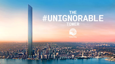 The #UNIGNORABLE tower. (CNW Group/United Way Greater Toronto)