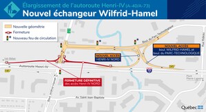 Travaux d'élargissement et de réfection de l'autoroute Henri-IV - Mise en service du nouvel échangeur Wilfrid-Hamel