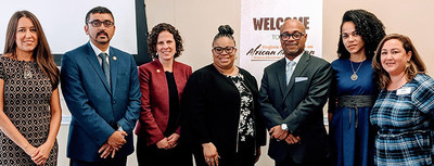 l-r: Celina Moreno, J.D., IDRA President & CEO; Atif Qarni, Virginia Secretary of Education; Holly Coy, Virginia Deputy Secretary of Education for Governor Northam; Dr. Paula Johnson, director of the IDRA EAC-South; Dr. Derrick Alridge, University of Virginia Center on Race and Public Education in the South and co-chair of the commission; Morgan Craven, J.D., IDRA National Director of Policy & Community Engagement; Michelle Vega, IDRA Chief Technology Strategist.