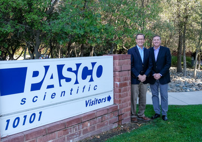 PASCO Scientific founder Paul Stokstad (left) with Richard Briscoe, President and CEO.
