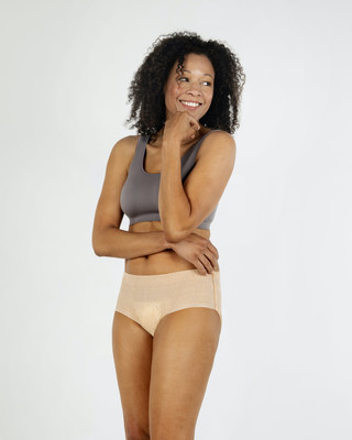 Nexwear's new line of incontinence solutions were built with empathy and provide unparalleled technology, no-fail performance, leading-edge absorption, odor control and complete discretion. Pictured is the women's brief in champagne. Pads and briefs for men and women are available in cool grey or champagne and ship directly to customers' homes in discreet packaging, on their customized schedule.