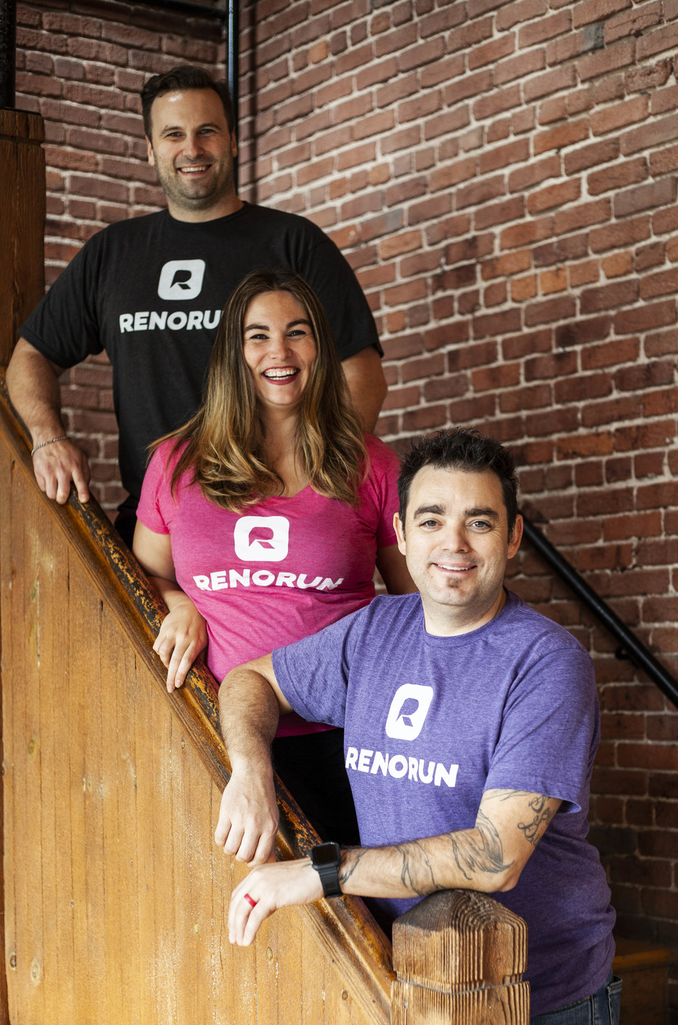 RenoRun, founded by Eamonn O'Rourke (front), Joelle Chartrand (middle), and Devlin Chartrand (back), saves contractors time and money by planning, sourcing and delivering scheduled or just-in-time building supplies and materials in less than two hours directly to the jobsite.