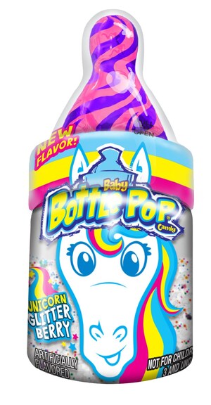 Bazooka Candy Brands® Dazzles The Candy Category With Edible Glitter Powder In Newest Baby Bottle Pop® Flavor: Unicorn Glitter Berry