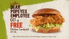 Pollo Campero to Popeyes Employees Working Around the Cluck: Pop In for a FREE Sandwich!