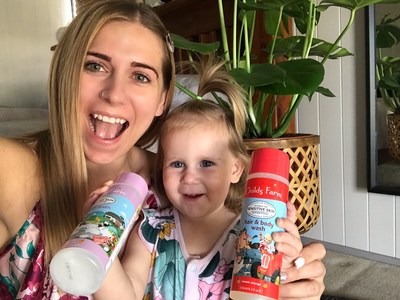 Mum Tamika and Kali-Rose in October 2019 with the Childs Farm products that cleared her skin