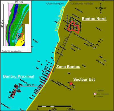 Figure 1 - Localisation des zones minralises  Bantou (Groupe CNW/SEMAFO)