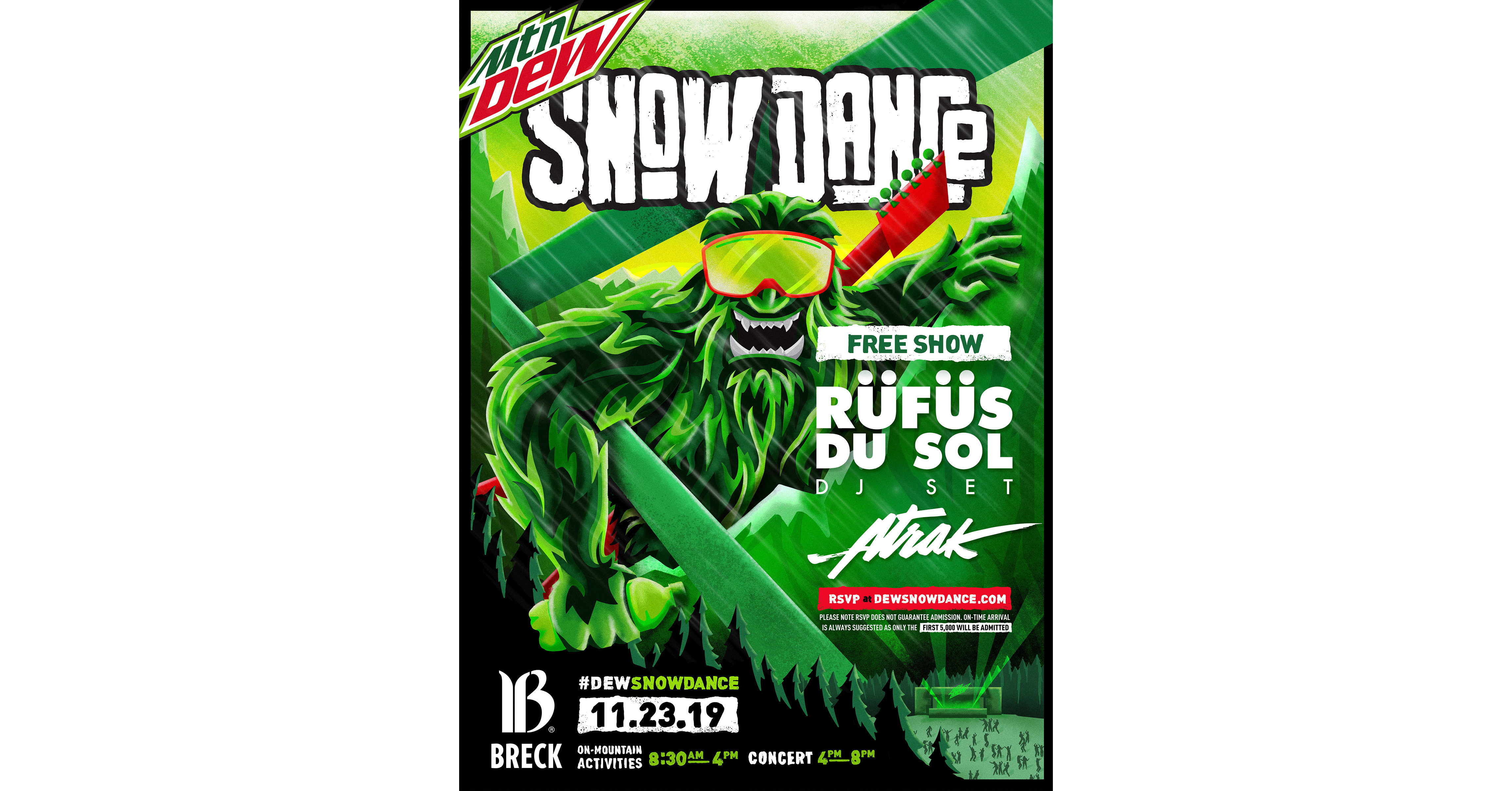 MTN DEW® SNOW DANCE Announces 2019 Concert Headliner RÜFÜS DU SOL (DJ SET) & Support A-TRAK in its Return to Breckenridge Ski Resort on Saturday, November 23 - PRNewswire