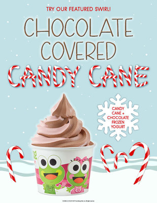 sweetFrog delivers holiday cheer with classic winter swirl; Chocolate Covered Candy Cane! Available through January 4, 2020.