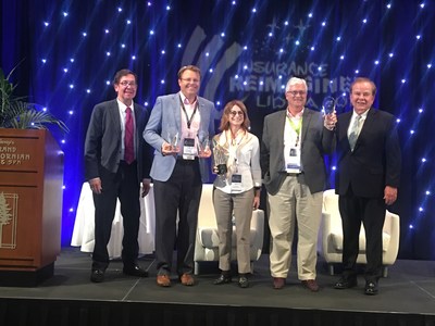 LIDMA Innovation Award Chair Frank T. Gencarelli, Doug Massey, Insurance Technologies, Alyson Kanney, Jornaya, Jeff McCauley, Paperless Solutions Group and LIDMA President Jan Pinney,