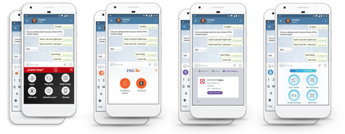 Examples of PayKey's solution, customized to banks all over the world. From left: Banco Davivienda (Colombia), ING (Poland), PhonePe (India) and Standard Chartered (Hong Kong).