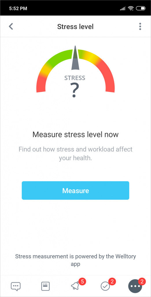 Any employee using Bitrix24 can measure their stress level by putting a finger on top of their smartphone camera.