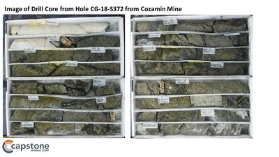 Figure 4. Image of drill core from hole CG-18-S372. For full details refer to the November 5, 2019 news release. (CNW Group/Capstone Mining Corp.)