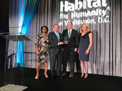 Andrea Morgan, homeowner; James Schenck, President and CEO of PenFed Credit Union and CEO of the PenFed Foundation; Don Stack, Habitat DC Chair of the Board and Susanne Slater, President and CEO, Habitat DC; at the Habitat for Humanity Gala