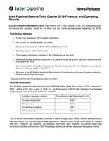 Inter Pipeline Reports Third Quarter 2019 Financial and Operating Results