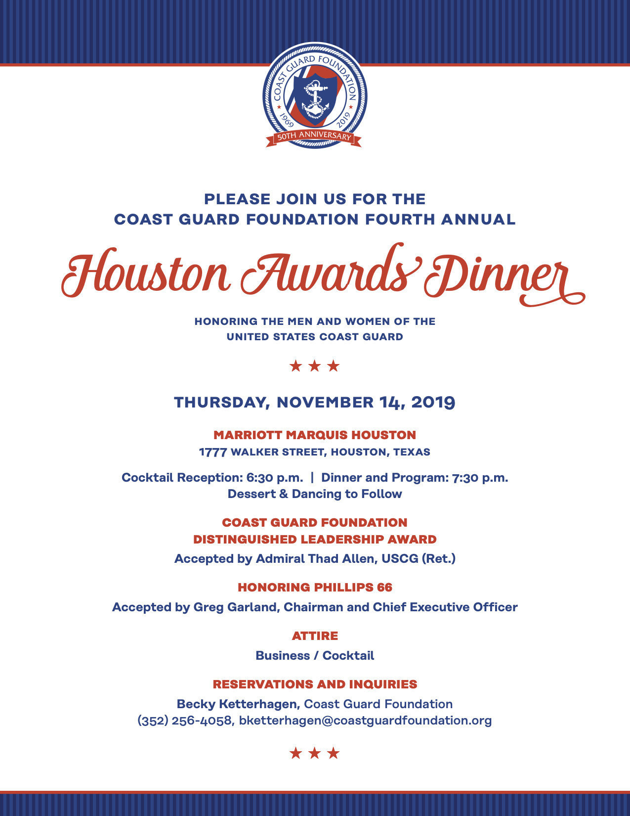 Coast Guard Foundation Presents 2019 Houston Awards Dinner