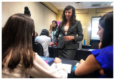 Michelle Mancini, Senior Manager of Career Services Training at Ultimate Medical Academy, teaches participants of the 2019 Women’s Conference of Florida College Women on the Rise Program job interviewing skills.