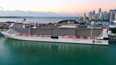 MSC Meraviglia made her inaugural visit to Miami on November 10, to begin sailing 7-night cruises from Miami to the Caribbean for the winter season.
