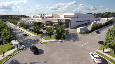 Rendering of multistorey industrial distribution facility at Riverbend Business Park located in Burnaby. The second storey is accessible to full size transport trailers via a heated ramp. (CNW Group/Oxford Properties Group Inc.)