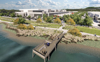 The new development at Riverbend Business Park will promote employee wellness via the construction of an amenity pier that stretches out into the Fraser River and walking trails that connect to the public trail system. (CNW Group/Oxford Properties Group Inc.)