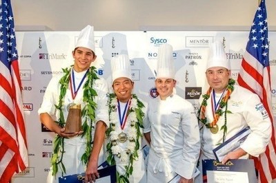 Left to right: Winning team William Barrera and Chef Jeffery Hayashi, Team USA President Chef Gavin Kaysen, and National Selection Team Coach Chef Jason Peel (Photo Credit: Ken Goodman)