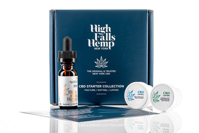The High Falls Hemp NY New CBD Starter Collection features sample sizes of three popular products, CBD tinctures, softgels and lotions. The Starter Collection allows CBD users to try all three CBD forms and experience the High Falls Hemp quality difference at an affordable price. The collection comes in an attractive package and makes the ideal holiday gift.