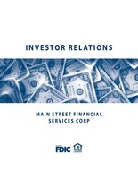 Main Street Financial Services Corp Reports Third Quarter Financial Results