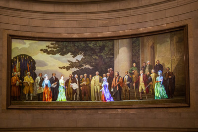 Barry Faulkner mural in National Archives Rotunda with the addition of Abigail Adams, Dolley Madison, Martha Washington and Eliza Hamilton.