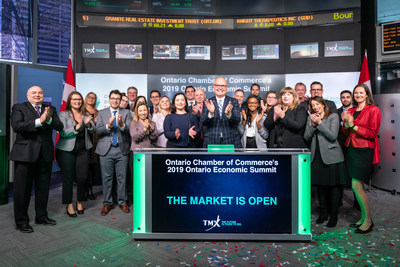 Ontario Chamber of Commerce, alongside Ontario Economic Summit (OES) partners, opens the market on day one of the 2019 Summit. (CNW Group/TMX Group Limited)