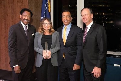 Photo (l-r): Thomas Gilliam, Chairman and CEO, Mutual of America Foundation; Kay Buck, CEO, Cast; LaDoverick Huggins, Senior Vice President, Mutual of America Financial Group; John Greed, Chairman, President and CEO, Mutual of America Financial Group. Photo Credit: Rohanna Mertens.