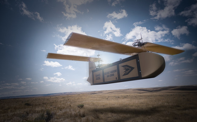 Silent Arrow GD-2000 Undergoing Flight Testing via Rotorcraft Slingload Deployment, Pendleton UAS Test Range, Pendleton Oregon USA