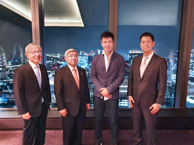 (left to right) Masataka Sato (Senior Managing Executive Officer in Tokai Tokyo Financial Holdings), Tateaki Ishida (Representative Director, President & CEO in Tokai Tokyo Financial Holdings), Danny Toe (CEO & Founder of ICHX), Kazuto Hayashi (CEO of Hash Lab Co Ltd)