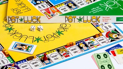 Game includes board, six player tokens, 30 pounds, 15 bales, 22 pot ownership cards with a photo of the type of marijuana you purchased, 16 Far Out cards, 16 Bum Me out cards, potluck money, 2 dice