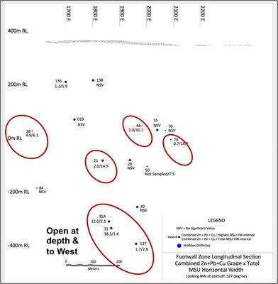 Figure 1 FWZ Longitudinal Section (CNW Group/Wolfden Resources Corporation)