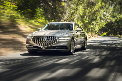 The new 2020 Genesis G90 premium luxury sedan in motion.